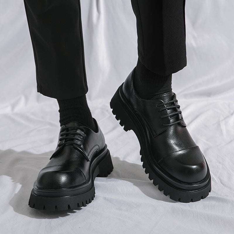Business Formal British Style Height-Increasing Leather Shoes for Elevation