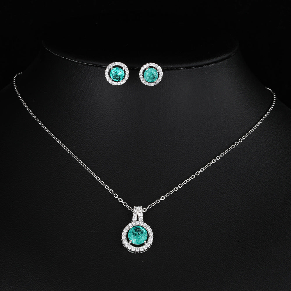 Two-piece Zircon Necklace and Earrings Set for Elegant Style