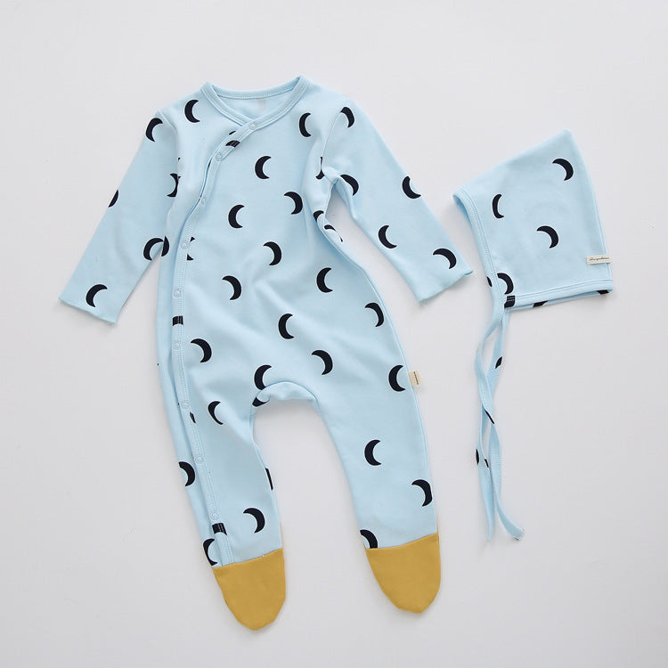 100% Cotton Printed Onesie with Hat - Adorable 2-Piece Set for Babies