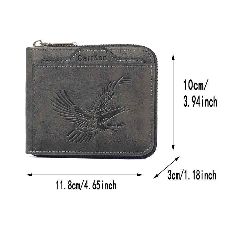 Short Retro Embossed Wallet for Men - Horizontal Design