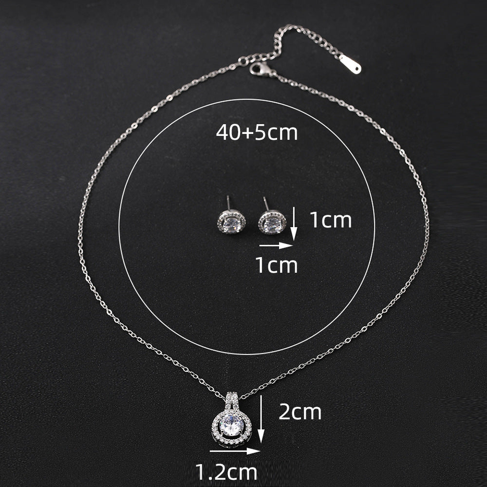 Two-piece Zircon Necklace and Earrings Set for Elegant Style