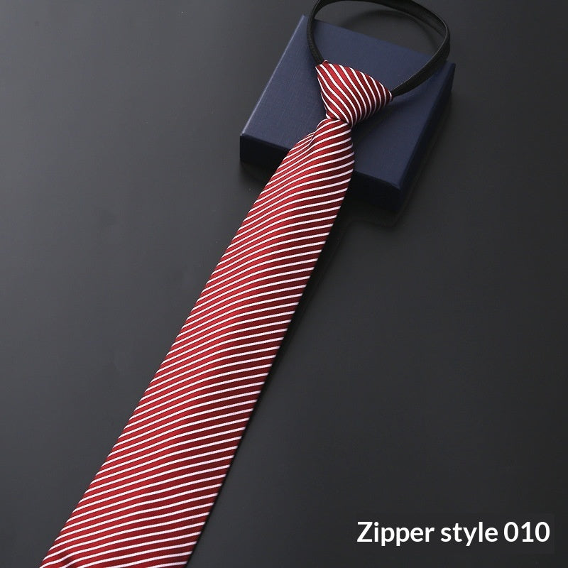 Mens Formal Zipper Tie with Blue Stripes for Business Attire - Neon North Clothing