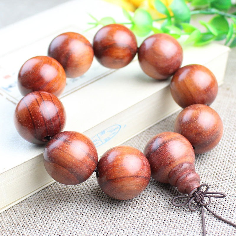 Red Pear Wood Bracelet with 108 Buddhist Bead Sandalwood Bracelet - Neon North Clothing