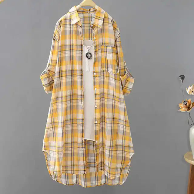 Plaid Elegant Shirt Style Blouse - Neon North Clothing