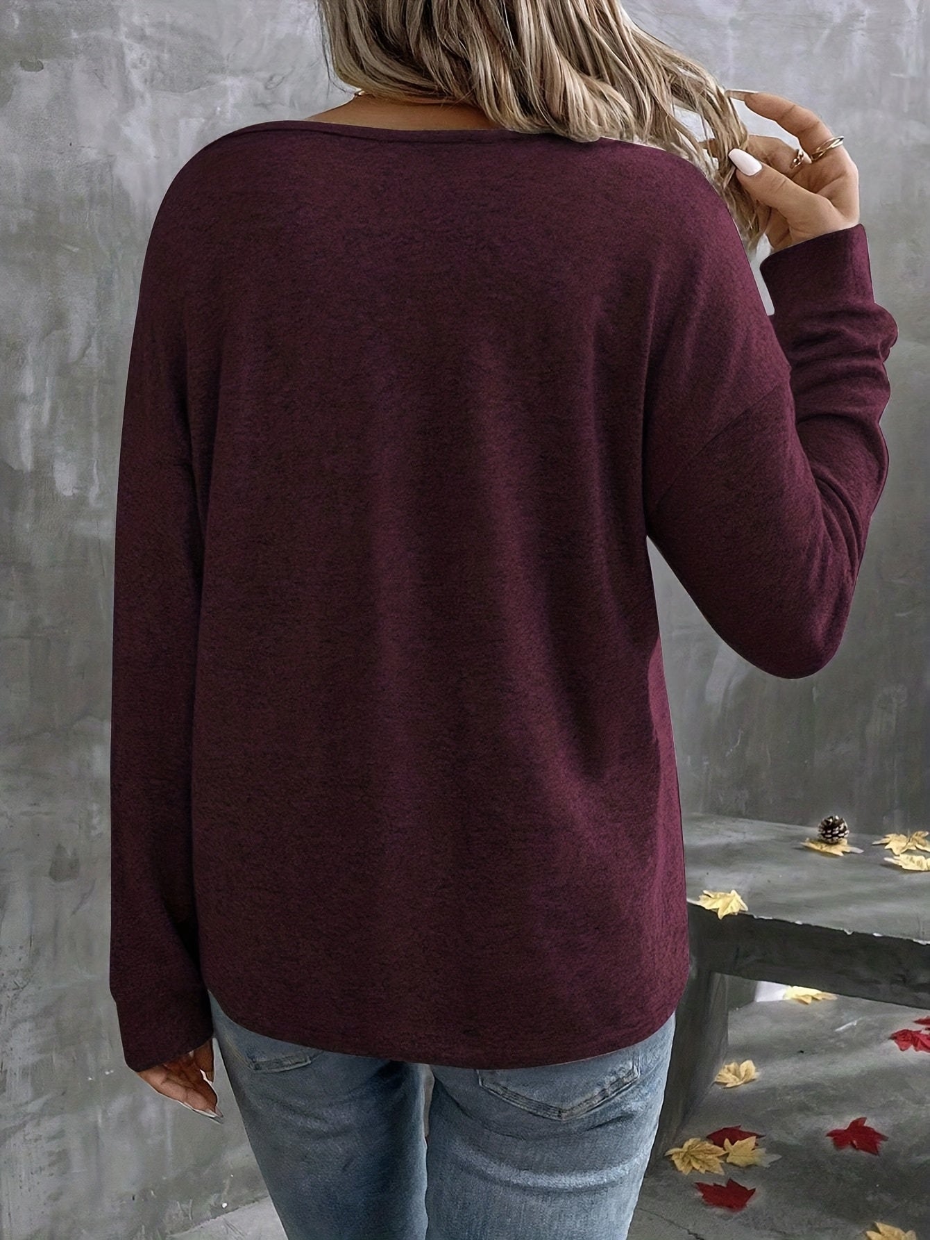Womens V-Neck Sweatshirt - Casual Relaxed-Fit Comfort for Everyday Wear