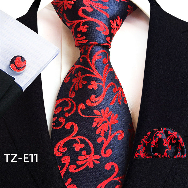 Paisley Tie Set with Square Scarf and Cufflinks - Three-Piece Accessory Set - Neon North Clothing