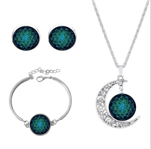 Flower of Life Glass Dome Sacred Geometry  Necklace - Neon North Clothing