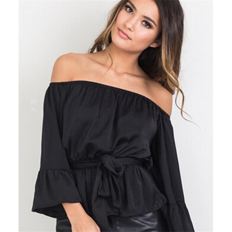 Slash Neck Butterfly Sleeve Tunic Elegant Blouse for Effortless Style - Neon North Clothing