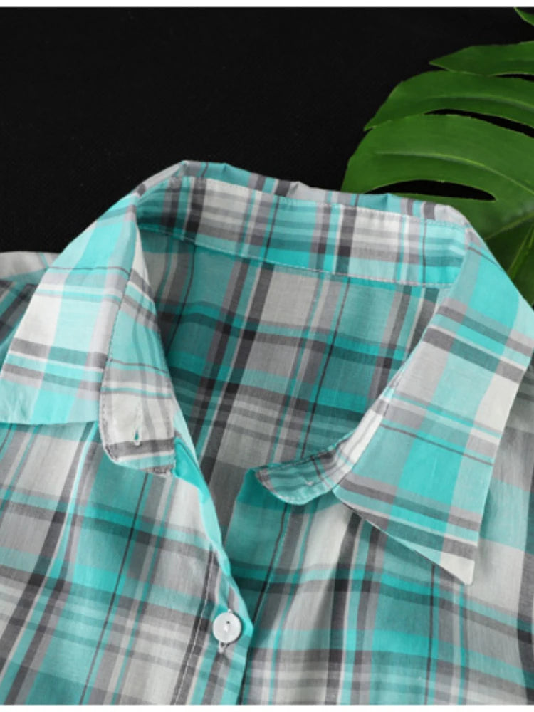 Plaid Elegant Shirt Style Blouse - Neon North Clothing