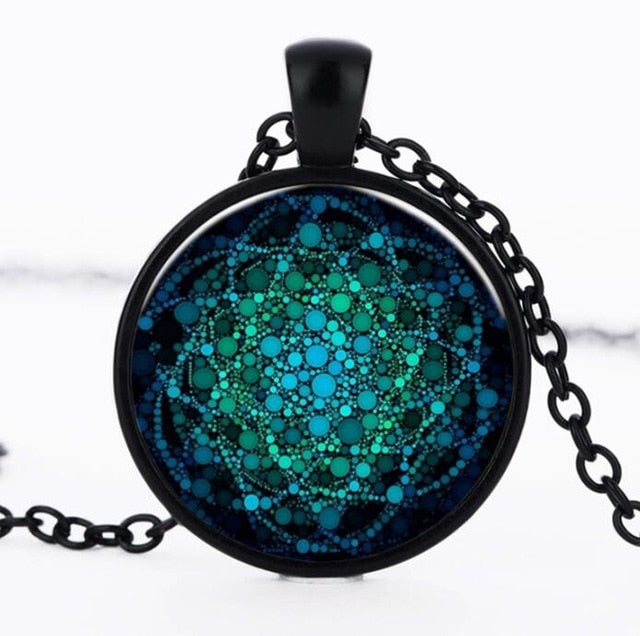 Flower of Life Glass Dome Sacred Geometry  Necklace - Neon North Clothing