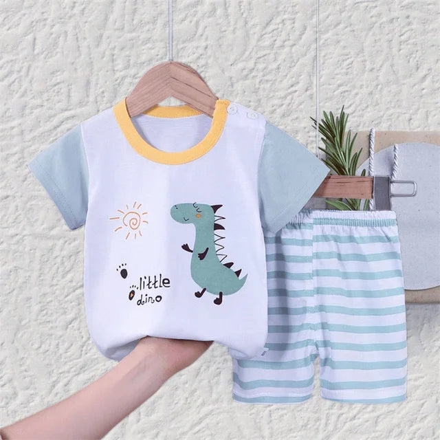 6M - 6 Years Cartoon Dinosaur Tracksuit for Kids - 2-Piece Set - Neon North Clothing