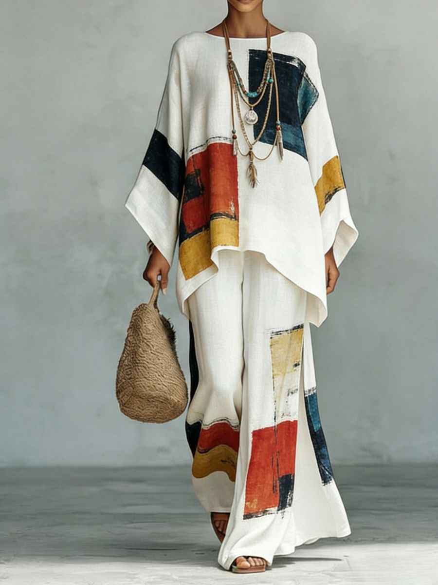 Women's Floral Print Linen Wide-Leg Set for Effortless Style