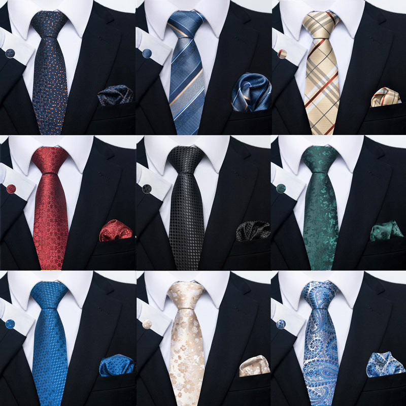 Men's Formal Wear Tie Set with Creative All-Match Scarf and Cuff Buckle - Neon North Clothing
