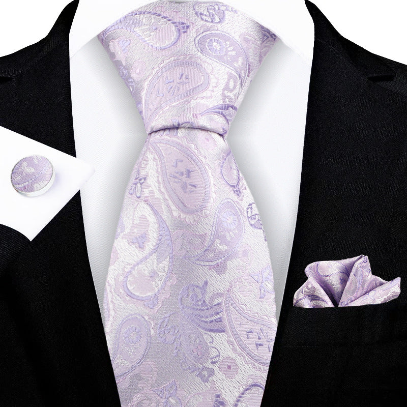Jacquard Embroidered Tie with Cashew Pattern Design - Neon North Clothing
