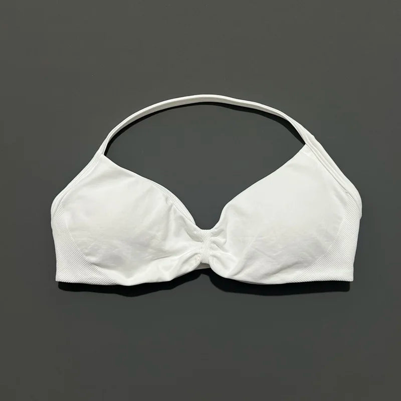 Strappy Backless Yoga Gym Bra with Push-up Removable Cups - Neon North Clothing