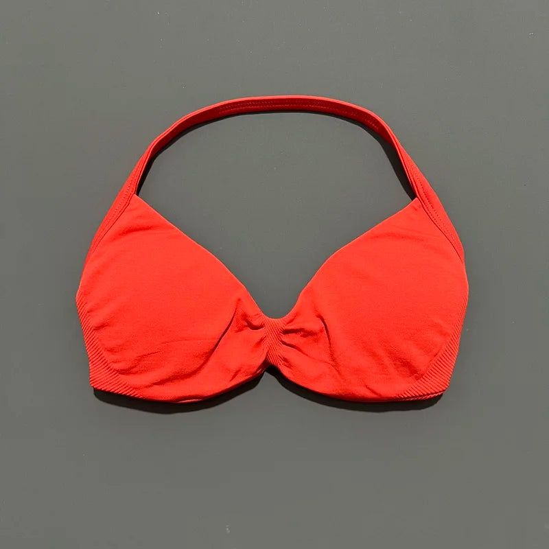 Strappy Backless Yoga Gym Bra with Push-up Removable Cups - Neon North Clothing
