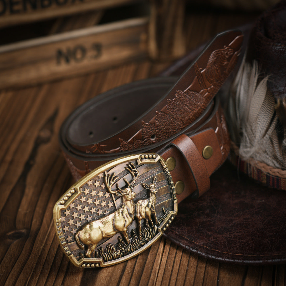 Punk Leather Denim Belt with Unique Wildlife Style Buckle - Neon North Clothing
