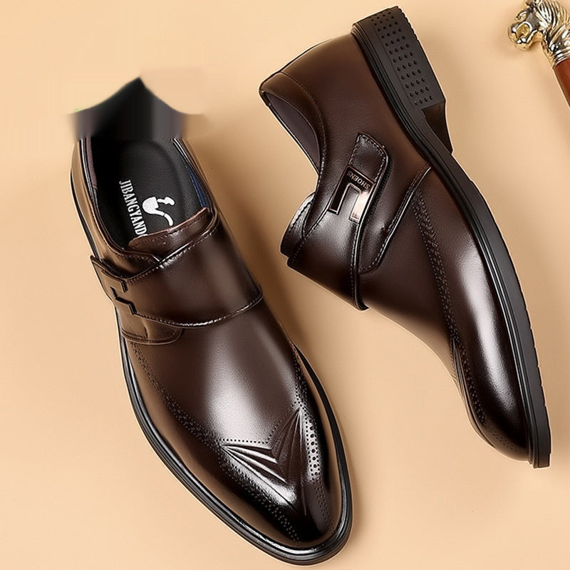 Mens Full-Grain Cowhide Leather Shoes with Pipe-Shaped Toe - Premium Quality Mens Full-Grain Leather Shoes