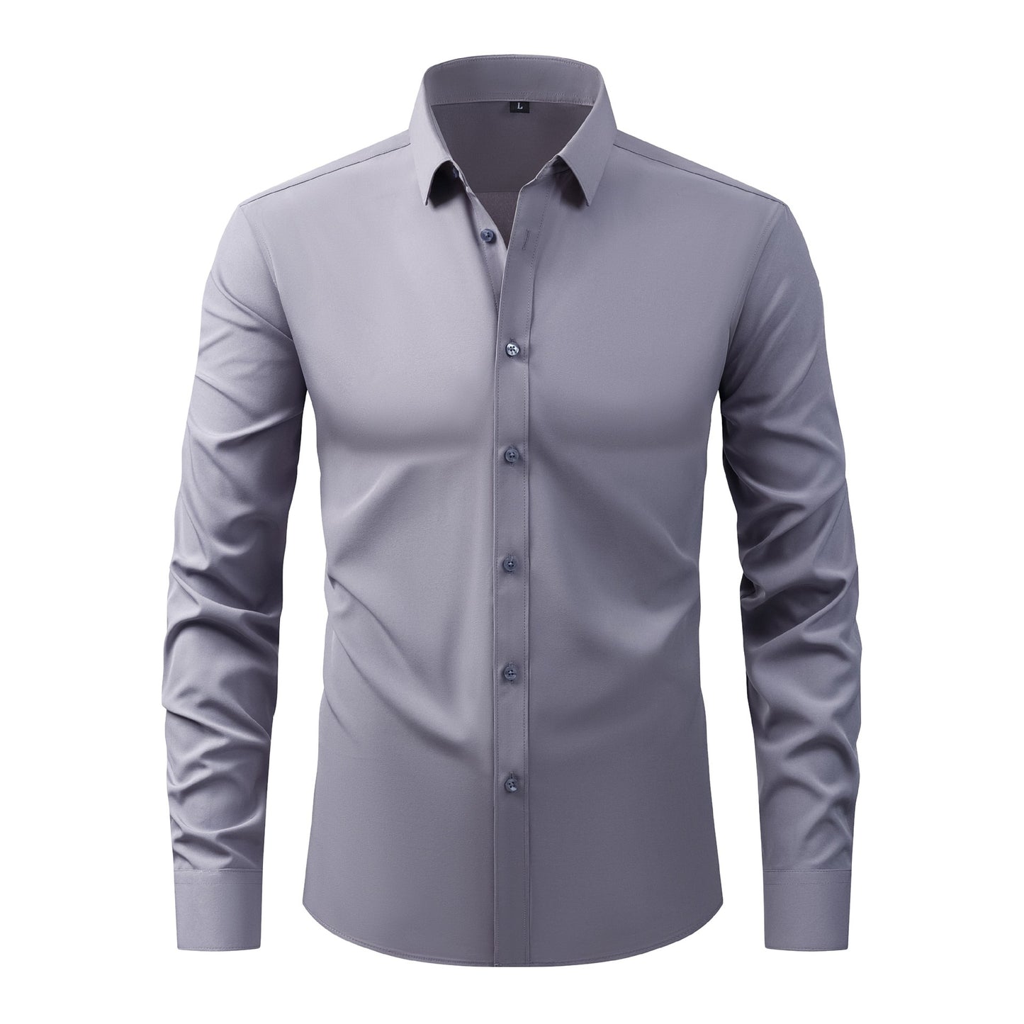 Full Elastic Force Men's Shirt in Natural Color with Buttons