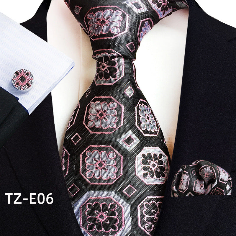 Paisley Tie Set with Square Scarf and Cufflinks - Three-Piece Accessory Set - Neon North Clothing