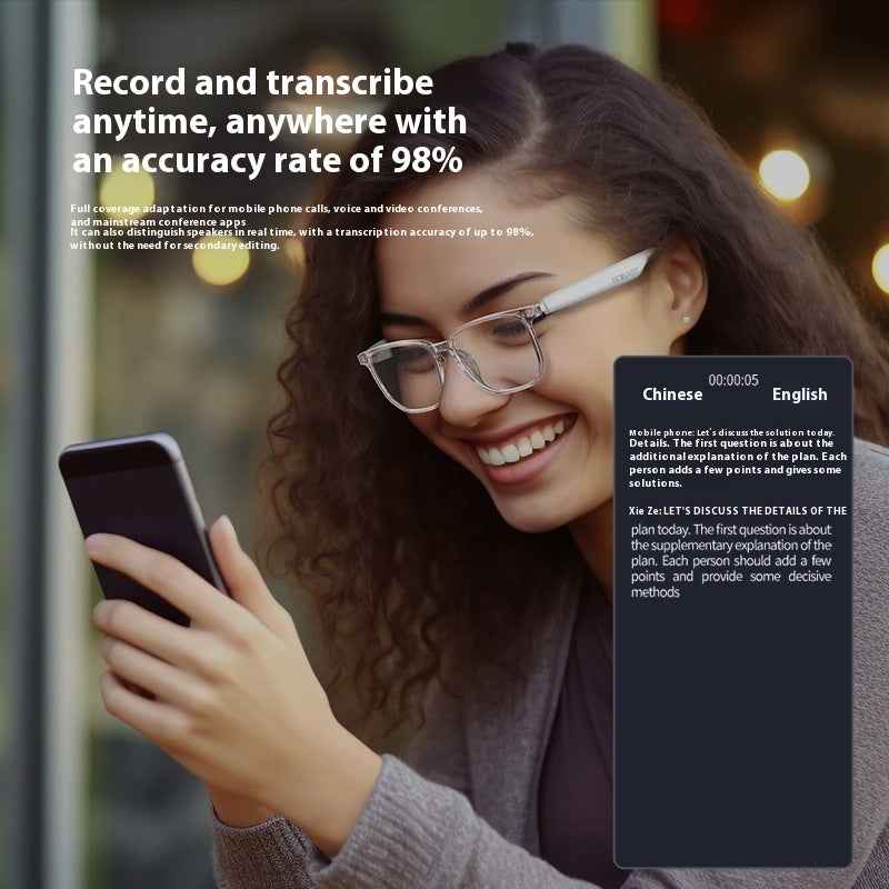 Intelligent AI Translation Bluetooth Glasses - Wireless Headset for Real-time Language Interpretation
