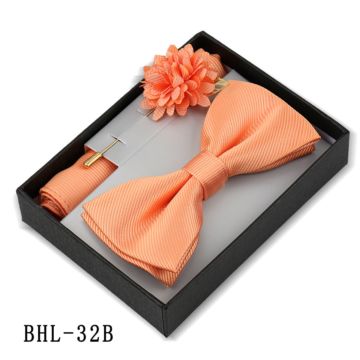 Men's Bow Tie Pocket Square Set with Brooch - Solid Color Elegance - Neon North Clothing