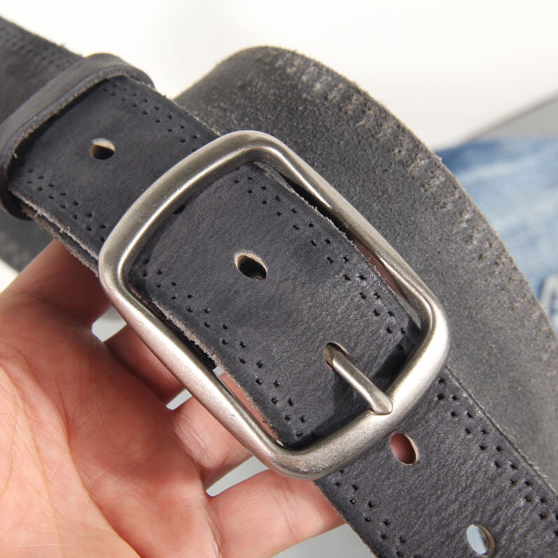 Distressed Cowhide Men's Leather Belt - Retro Style - Neon North Clothing