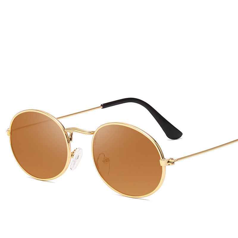 New Trend Retro Round Frame Sunglasses for Men and Women - Metal Water Drop Oval Sunglasses