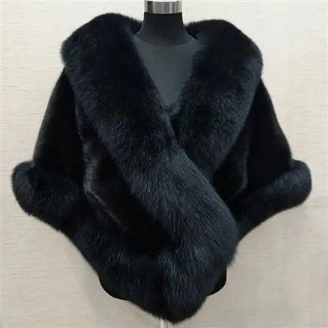 Luxury Fur Poncho Fluffy Shawl Fur Plush Cape Coat - Neon North Clothing