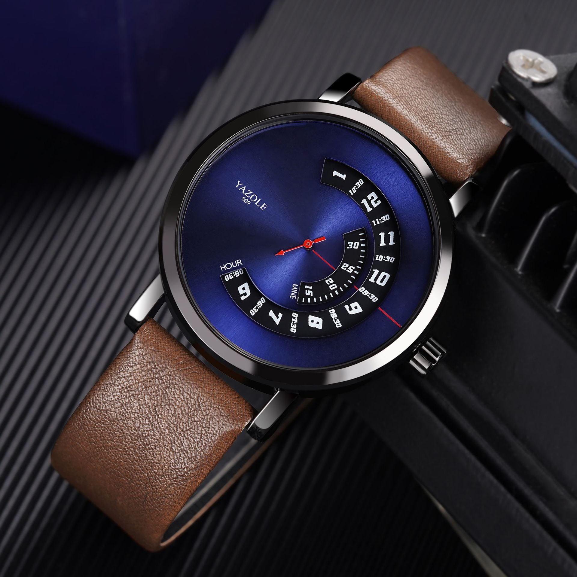 YAZOLE Rotary Non-Mechanical Quartz Watch Men's Wristwatch - Neon North Clothing