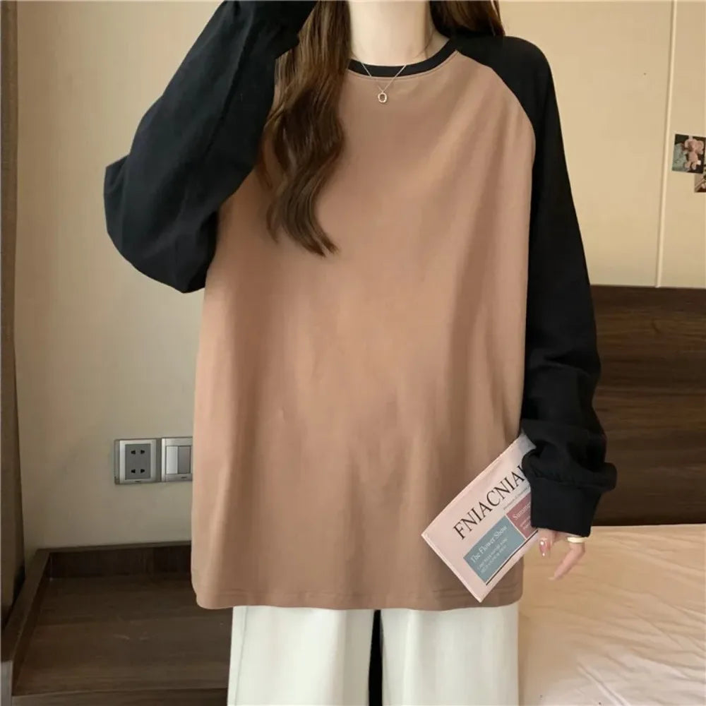 Women Patchwork Loose Fit Spliced T Shirt - Neon North Clothing