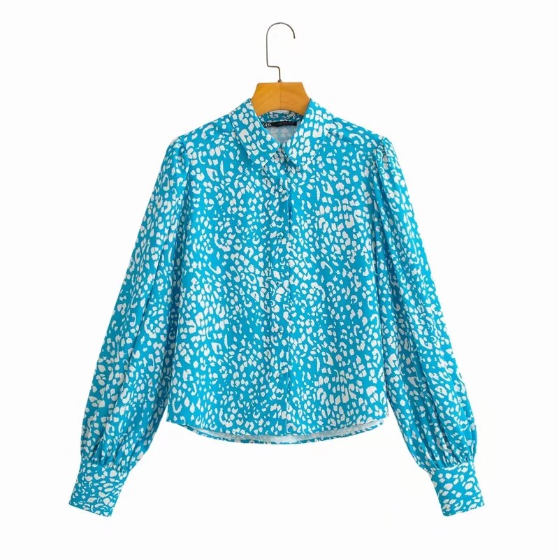 Chic Loose Leopard Print Blouse with Long Sleeves - Neon North Clothing