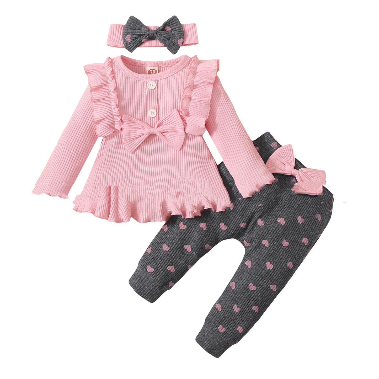 Girls Stripe Top and Heart Leggings Set for Trendy Style