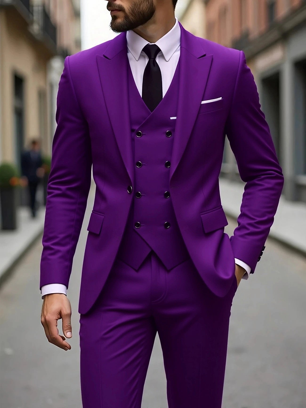 Double-breasted Three-Piece Suit Set for Men – Stylish Business Attire