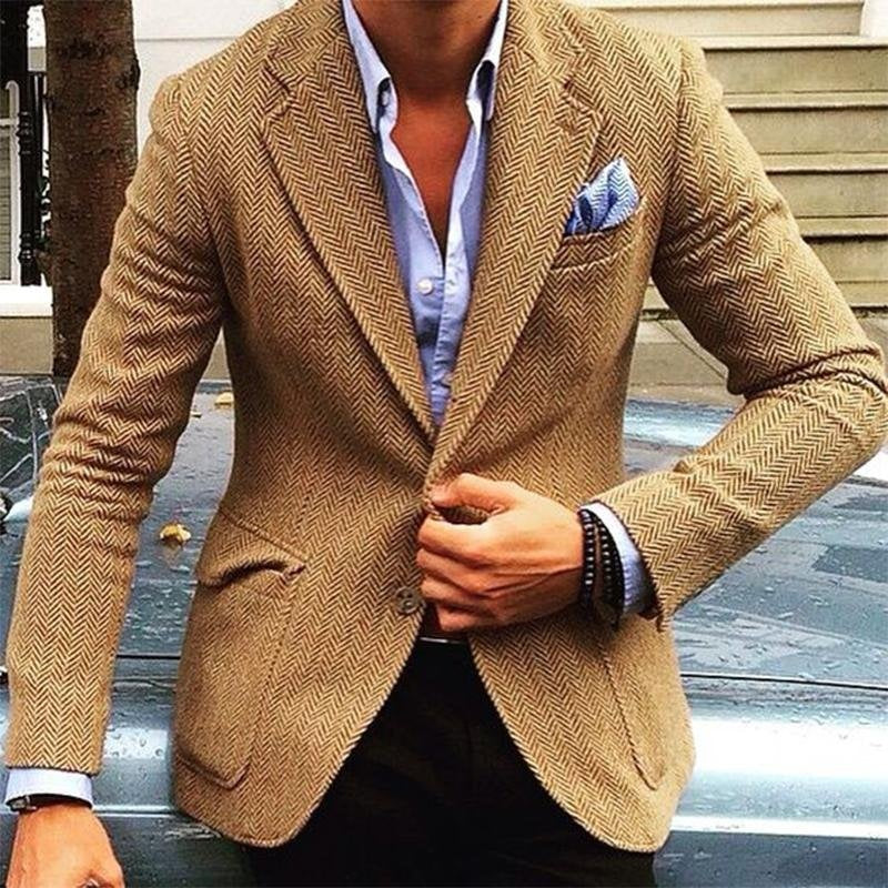 Casual Printed Suit Jacket with Double-Button Design