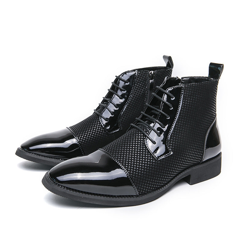 Men's Formal Leather Shoes with Side Zipper for Business Style