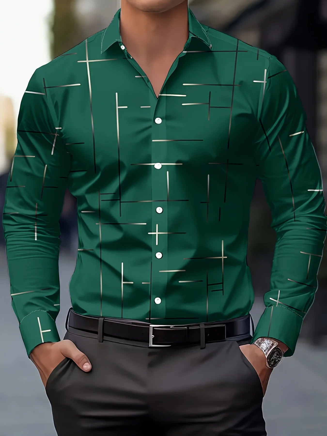 Men's Printed Casual Shirt - Regular Fit with Patterned Design - Neon North Clothing