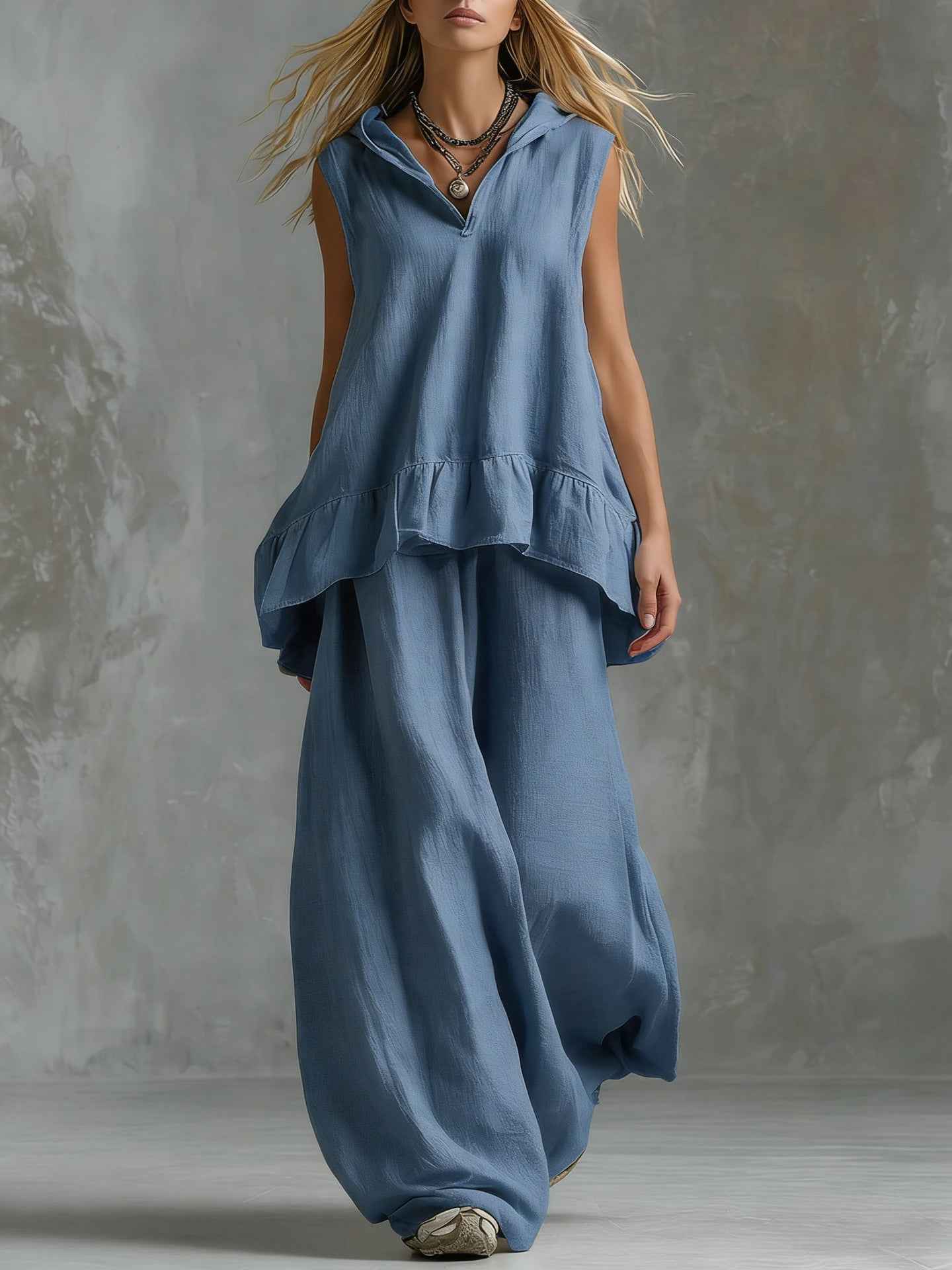 Casual Top and Wide-Leg Pants Set for Effortless Style and Comfort