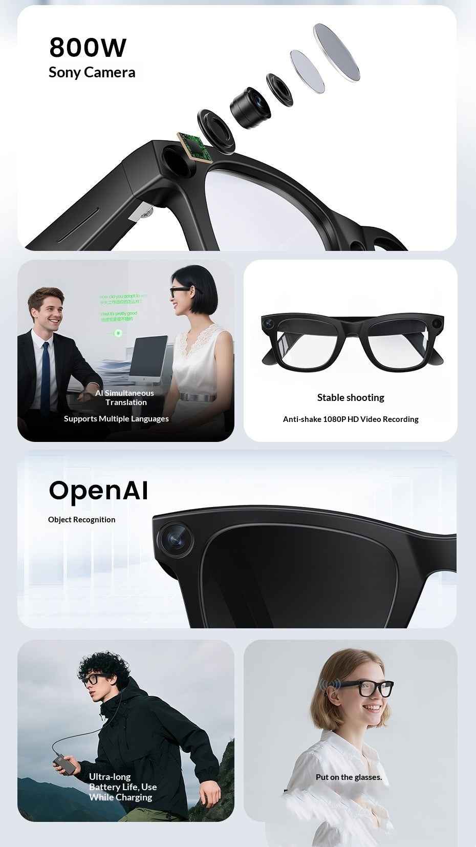 AI-Powered Smart Glasses for Photography - 800MP High-Resolution Features