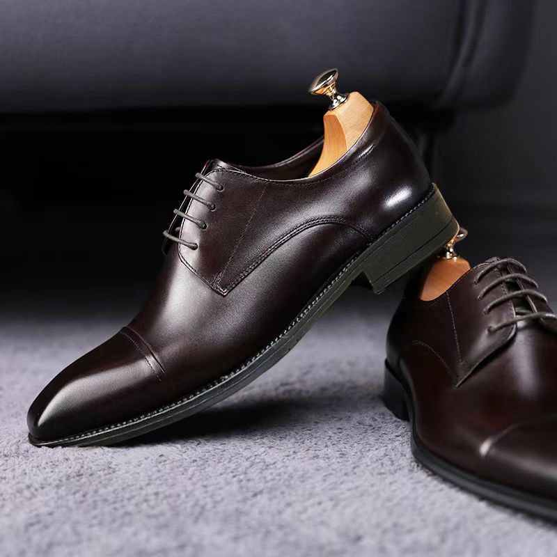 Classic Casual Oxford Leather Shoes with 3D Square Toe Design
