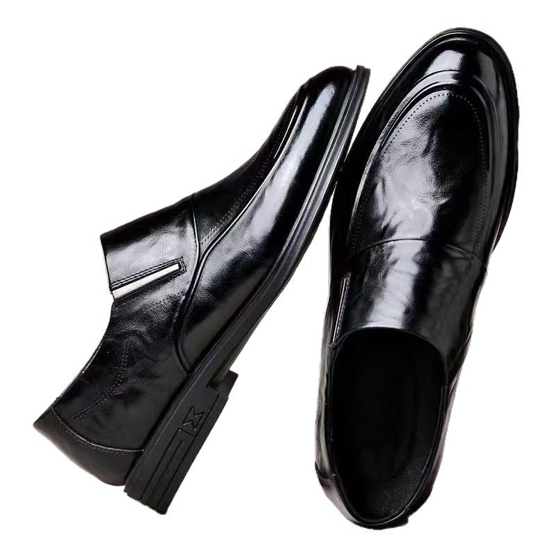 Leather Wedding Slip-On Shoes for Bridegroom | Soft Bottom Pointed Suit Shoes