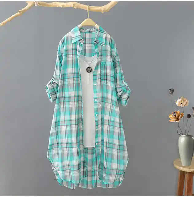 Plaid Elegant Shirt Style Blouse - Neon North Clothing
