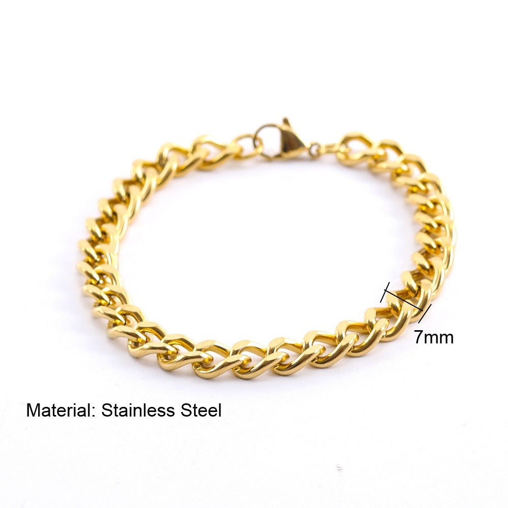 Cuban Electroplated Titanium Steel Thick Chain  Bracelet - Neon North Clothing