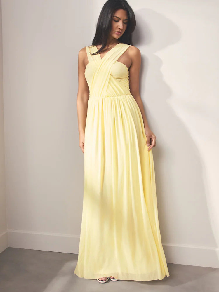 Pleated Three-Way Dress in Solid Colors with Adjustable Straps - Neon North Clothing