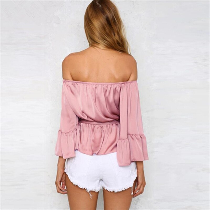 Slash Neck Butterfly Sleeve Tunic Elegant Blouse for Effortless Style - Neon North Clothing