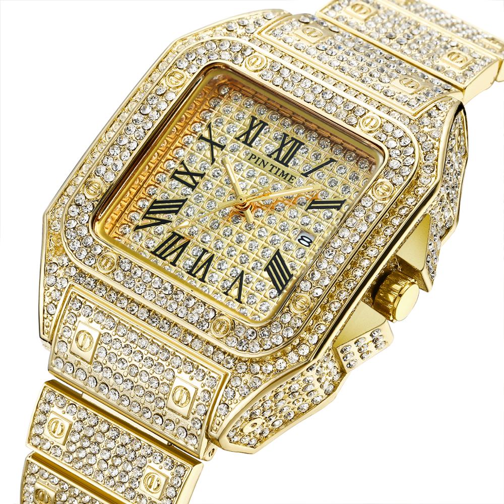 Hip Hop Diamond Wrist Watch - Iced Out Square Diamond Quartz Luxury Timepiece - Neon North Clothing