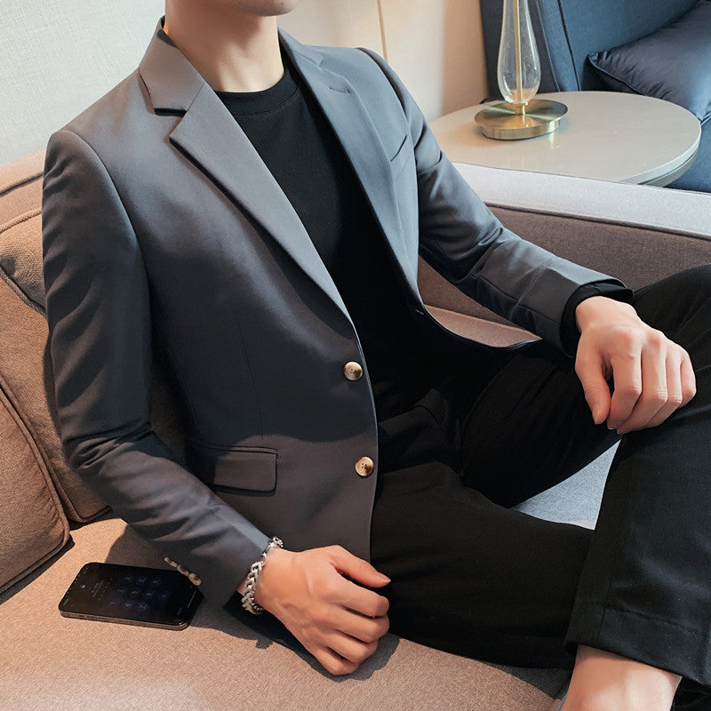 Mens Casual Two-Button Suit - Simple Sophisticated Single-Breasted Design