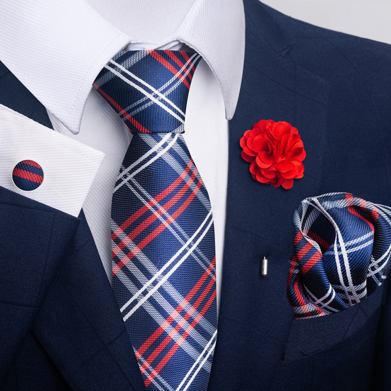 Men's Tie and Pocket Square Set with Pin - 2 Piece Suit Combo - Neon North Clothing