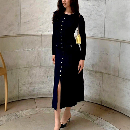 Elegant Evening Sleeveless Dress with Round Neck - Neon North Clothing