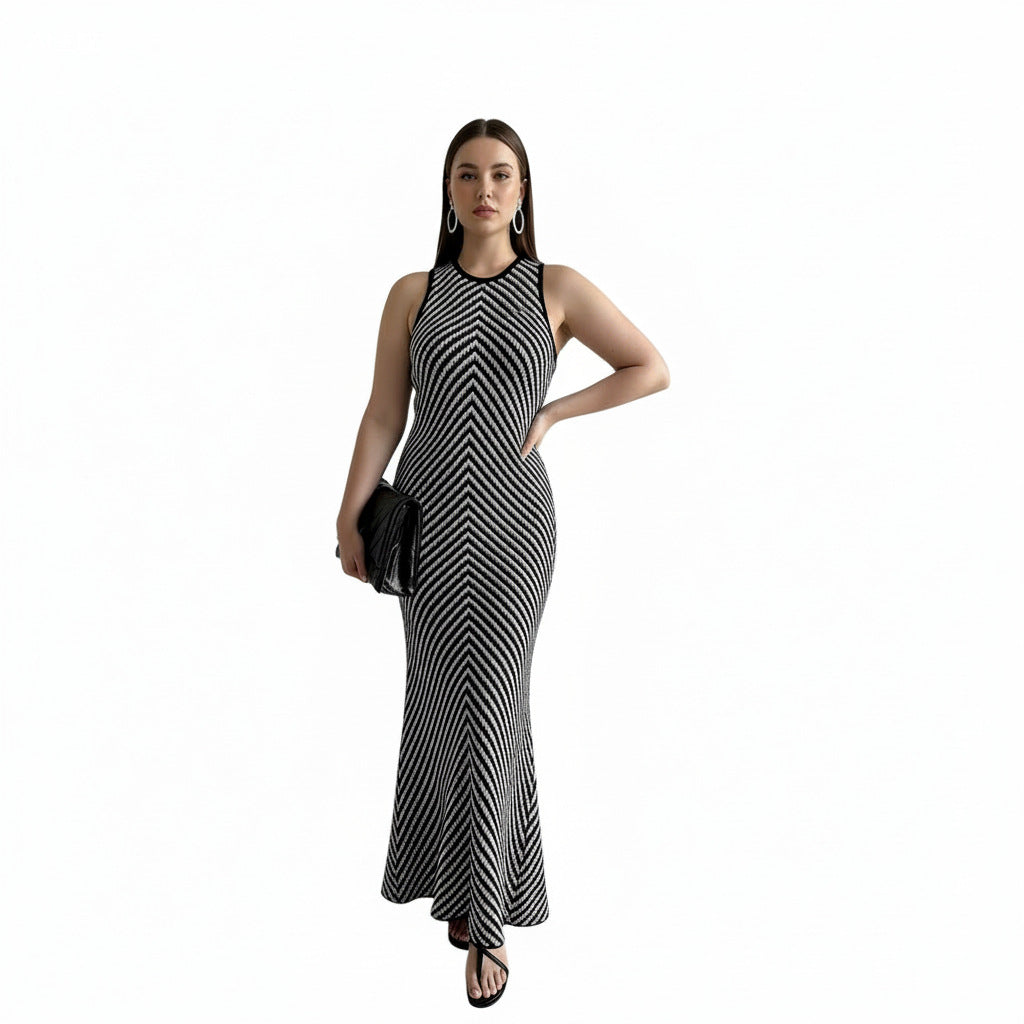 Chic High-End Round Neck Sleeveless Dress - Neon North Clothing